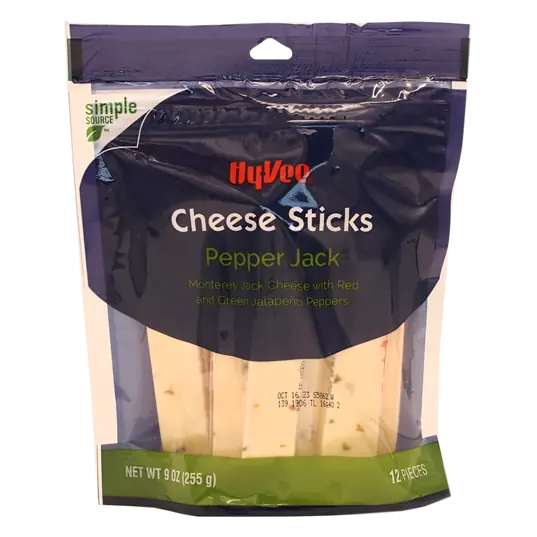 Pepper Jack Monterey Jack Cheese Sticks with Red and Green Jalapeno Peppers