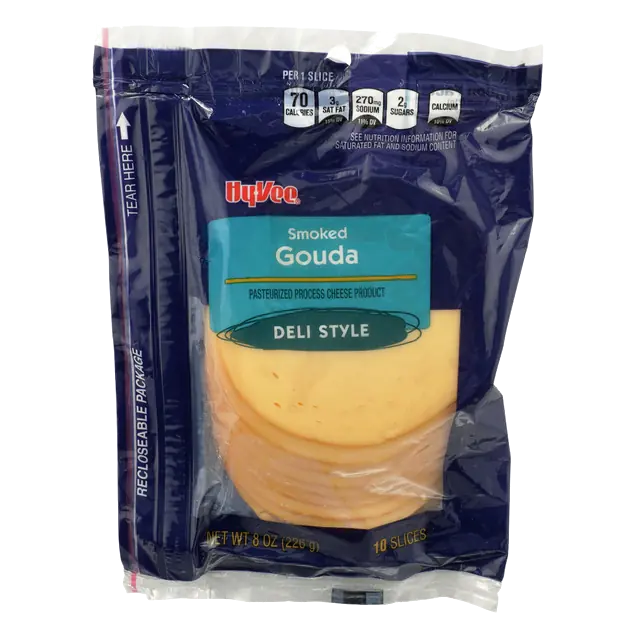 Smoked Gouda Pasteurized Process Cheese Product Deli Style Slices
