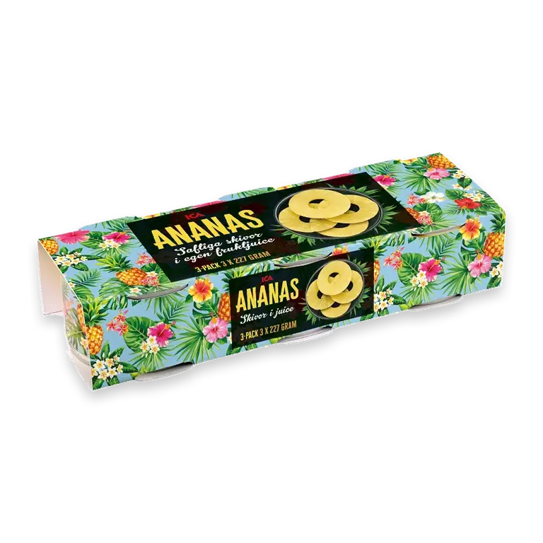 Ananas Skivor i juice 227g 3-p