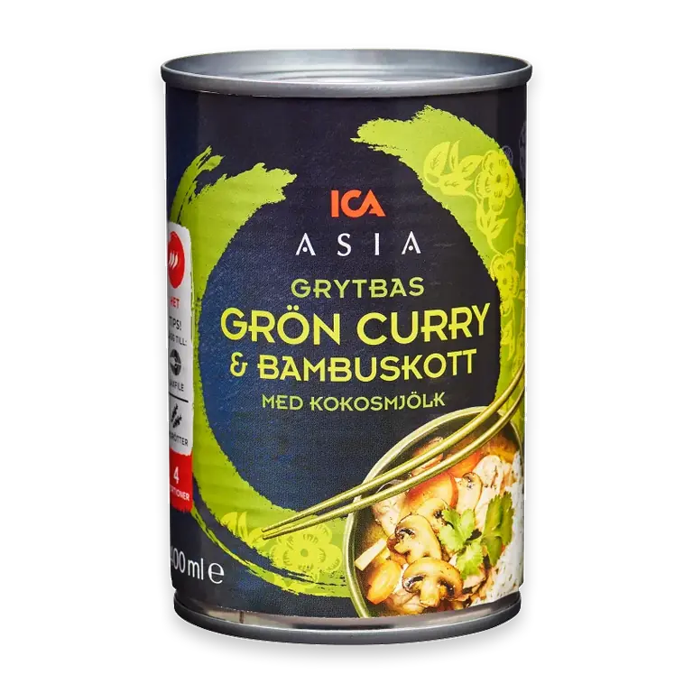 Grön curry & bambuskott Grytbas 400ml