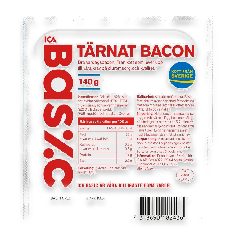 Bacon Tärnad 140g