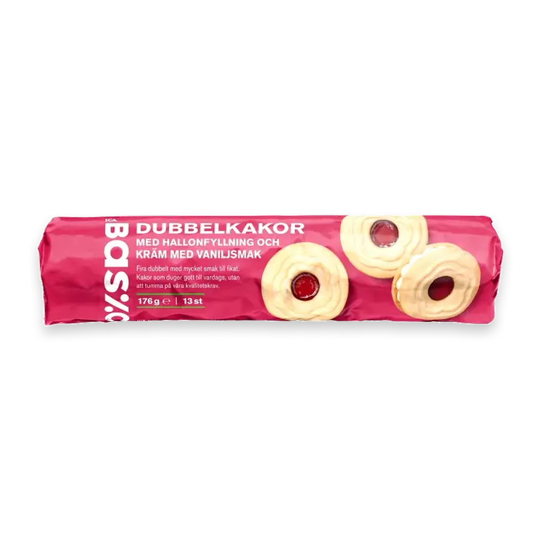 Dubbelkakor vanilj- och hallonfyllning 176 g