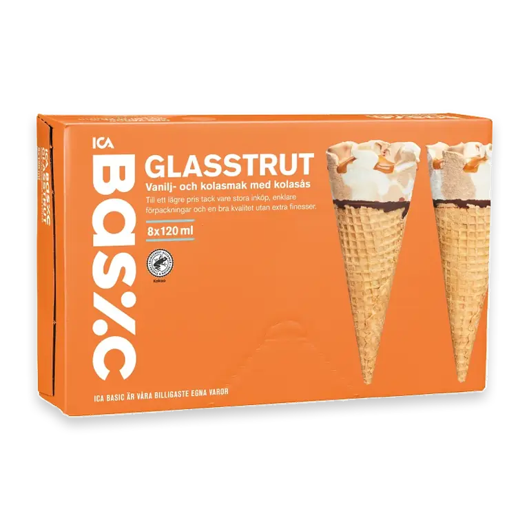 Glasstrut med vanilj- och kolassmak med kolasås 8-p 120ml