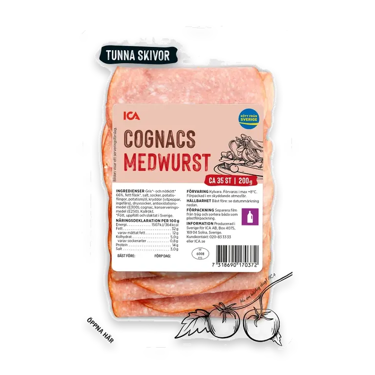 Cognacsmedwurst Tunna Skivor 200g