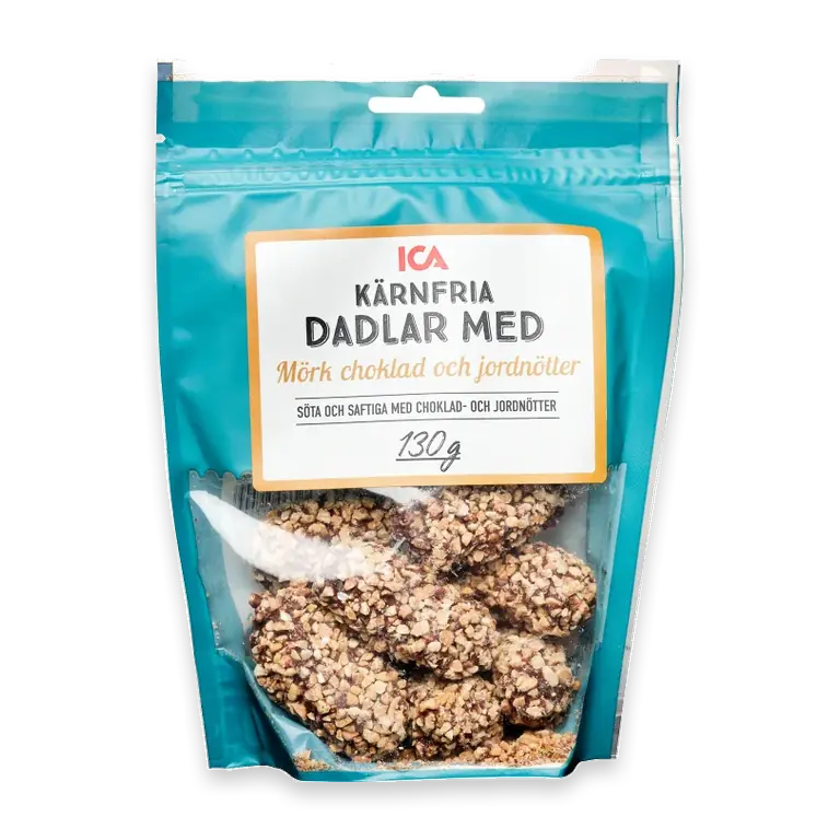 Dadlar mörk choklad jordnötter 130g Klass 1