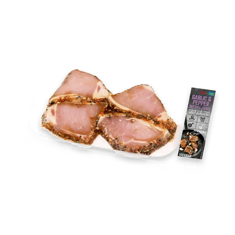 Fläskytterfilé Färska Medaljonger Vitlök & Peppar 300g