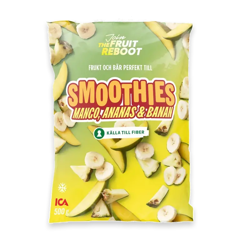 Frukt till smoothies Mango, ananas & banan Fryst 500g
