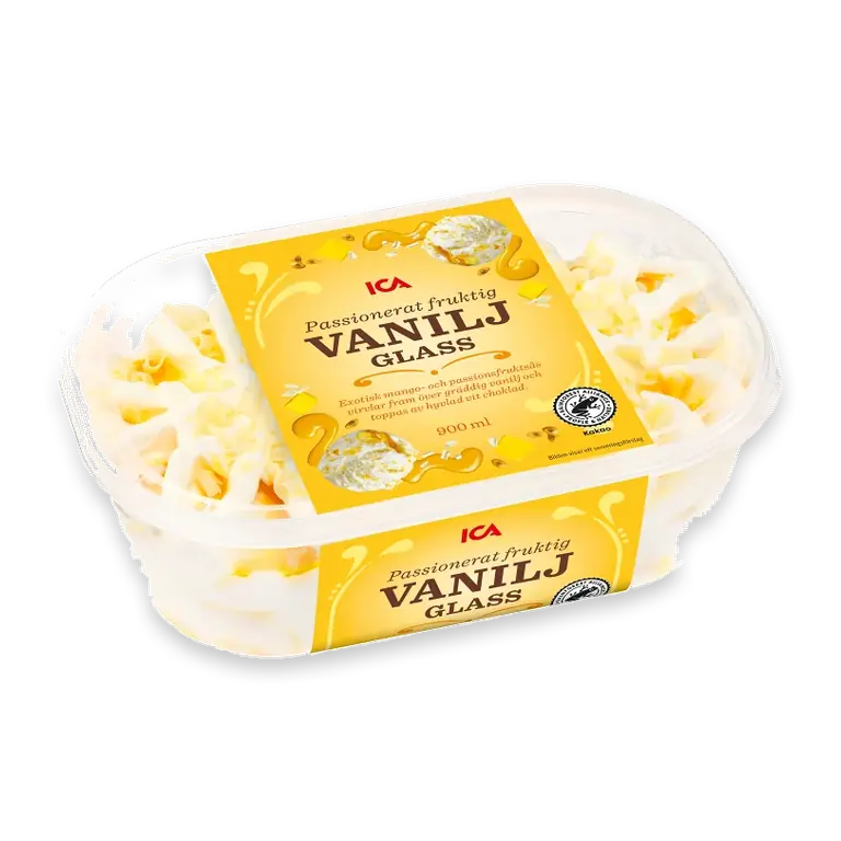 Glass Vanilj med mango & passionfruktsås 900ml