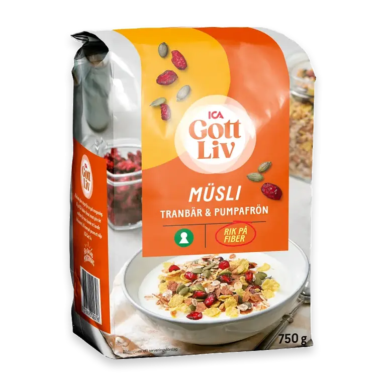 Müsli Tranbär & pumpafrön 750g