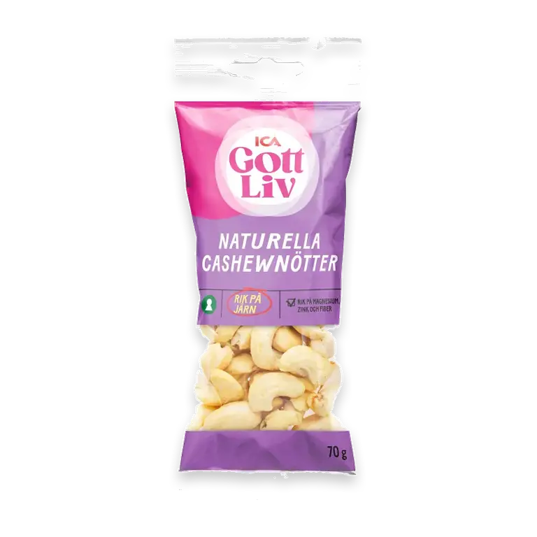 Naturella cashewnötter 70g