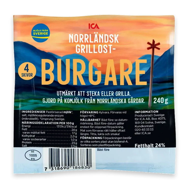 Grillostburgare Norrländsk 24% 4-p 240g