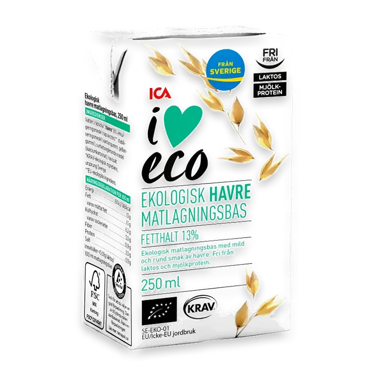 Matlagningsbas Havre Ekologisk Laktosfri 13% 250ml
