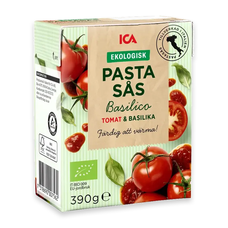 Pastasås Basilika Ekologisk 390g