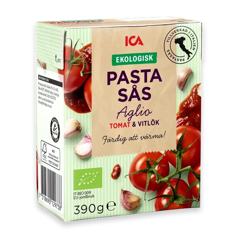 Pastasås tomat & vitlök Ekologisk 390g ICA
