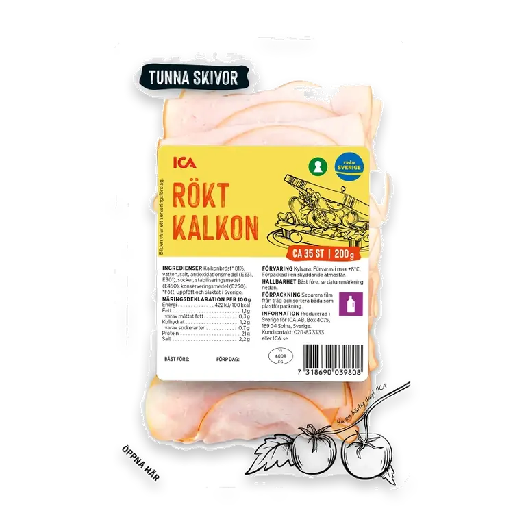 Kalkon Rökt Tunna Skivor 200g