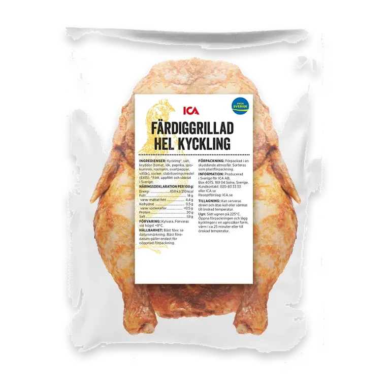 Kyckling hel färdiggrillad 650g