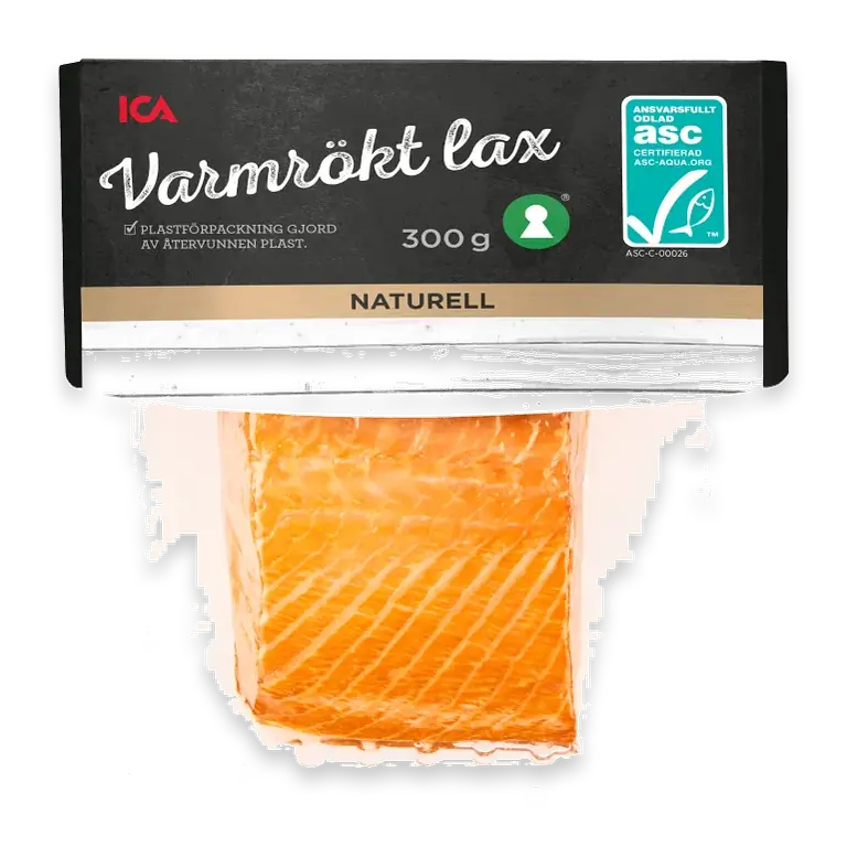 Lax Färsk Varmrökt i bit Naturell 300g Miljömärkt