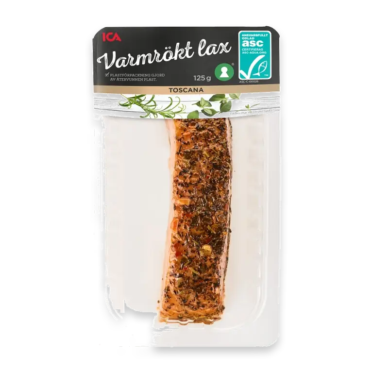 Lax Färsk Varmrökt Toscana 125g Miljömärkt