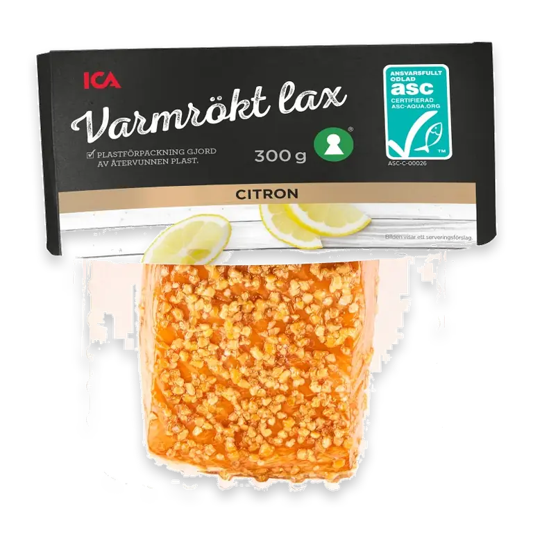 Lax i bit varmrökt citron 300g Miljömärkt