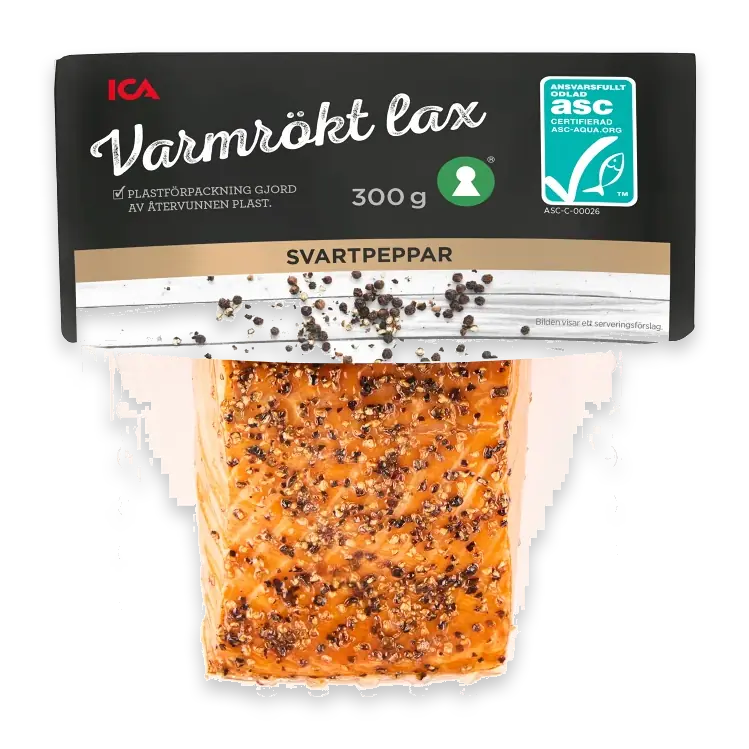 Lax i bit varmrökt svartpeppar 300g Miljömärkt