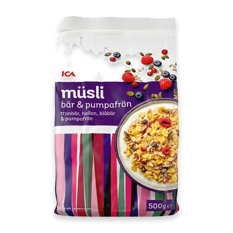 Müsli Tranbär hallon blåbär & pumpafrön 500g