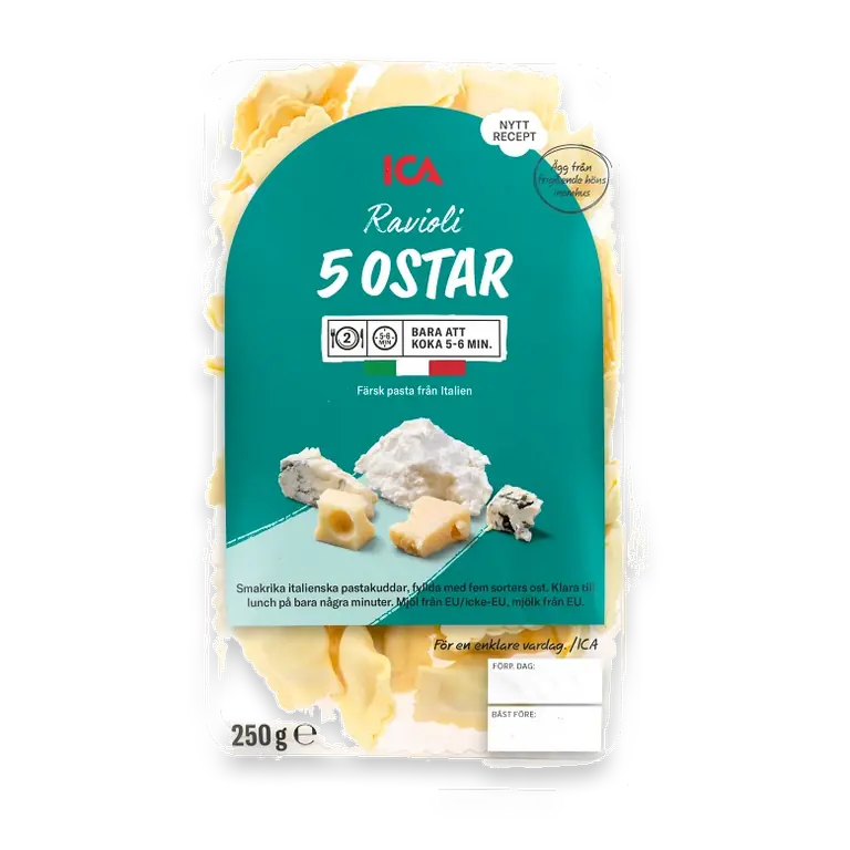 Pasta Ravioli Fem Ostar Färsk 250g
