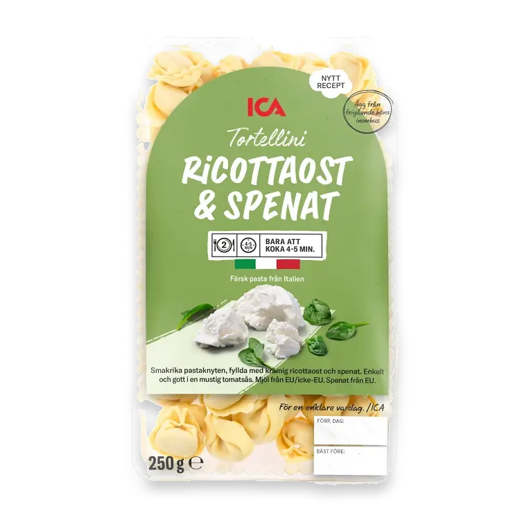 Pasta Tortellini Ricottaost och Spenat Färsk 250g