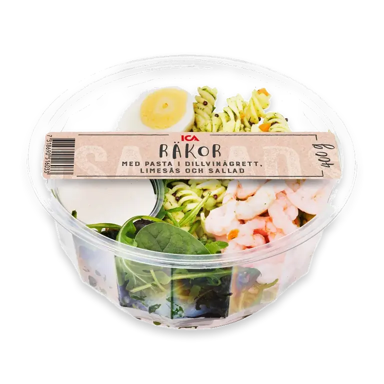 Pastasallad i dillvinägrett & räkor 400g