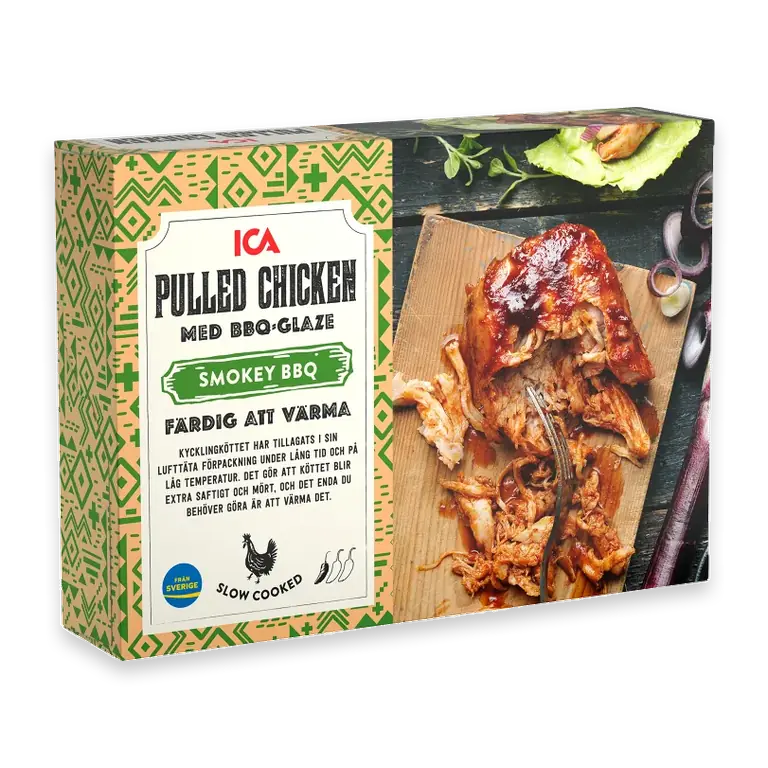 Pulled Chicken Smokey BBQ med glaze 500g