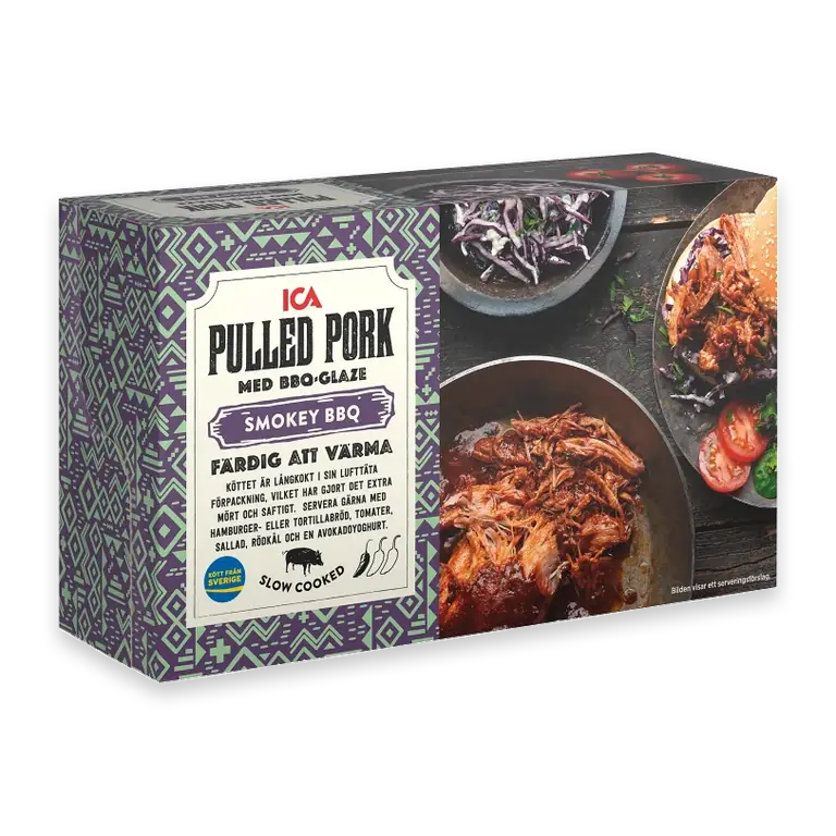Pulled pork med BBQ glaze 550g