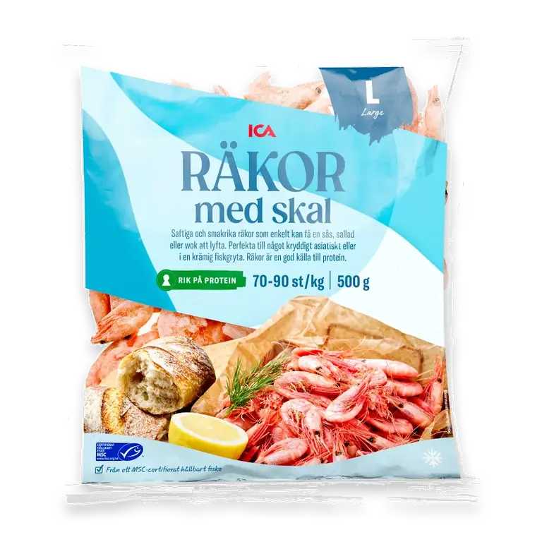 Räkor med skal 70/90 Fryst 500g