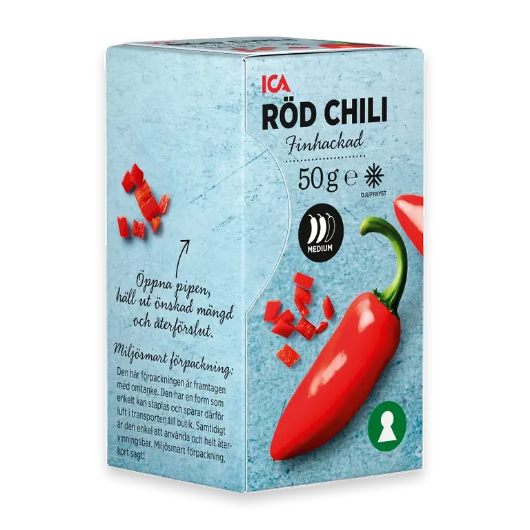 Röd chili hackad Fryst 50g