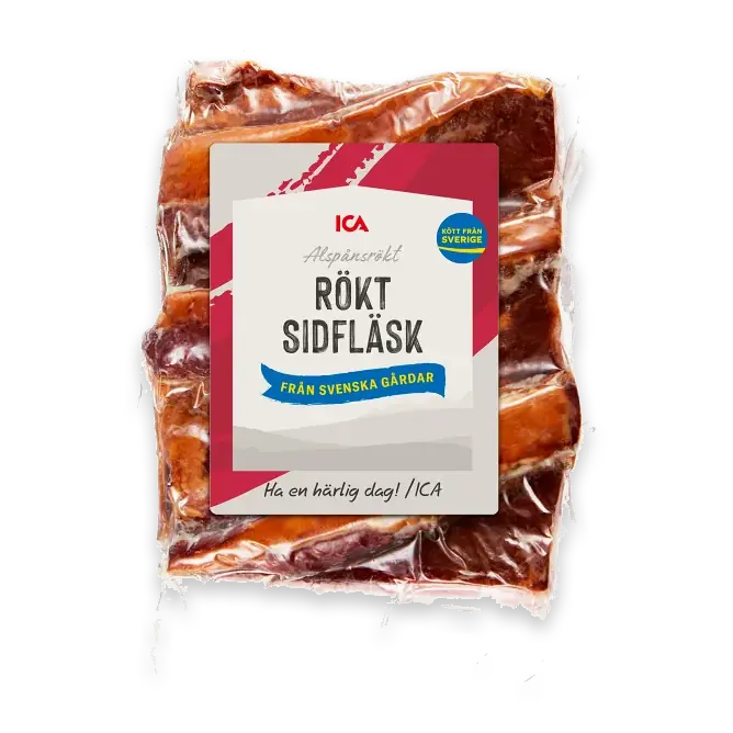 Rökt sidfläsk i bit ca 400g