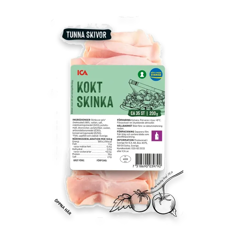 Skinka Kokt Tunna Skivor 200g