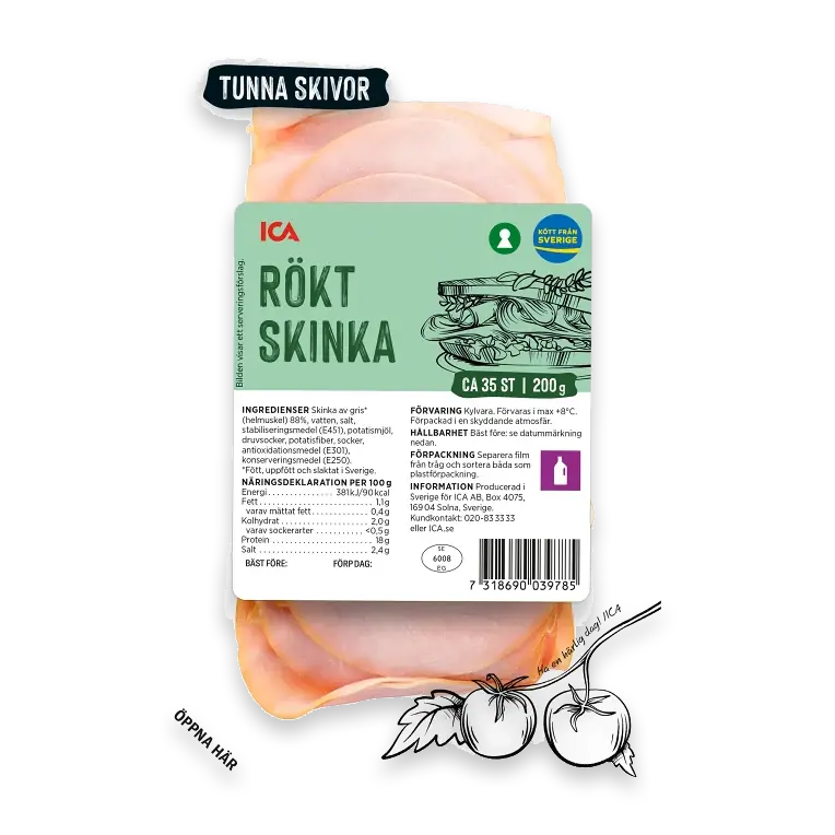 Skinka Rökt Tunna Skivor 200g