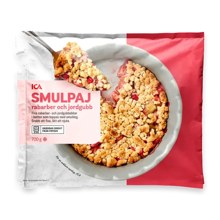 Smulpaj rabarber & jordgubb Fryst bakmix 700g