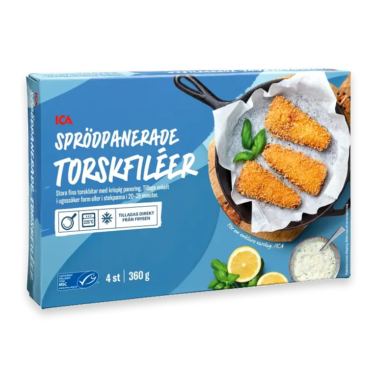Sprödpanerad torskfilé 4-p Fryst 360g