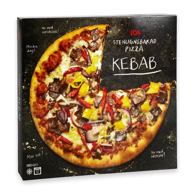 Stenugnsbakad pizza kebab Fryst 380g