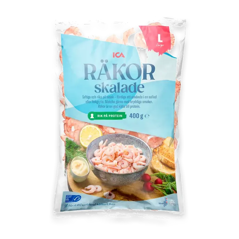 Stora skalade räkor 400g