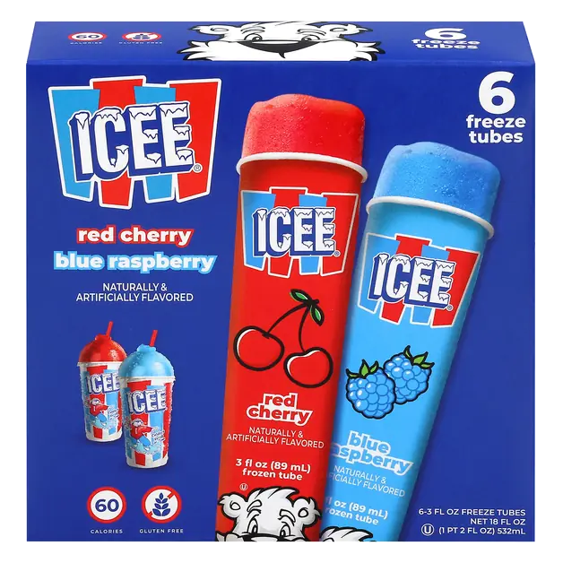 Cherry & Blue Raspberry Freeze Tubes - 6 ct