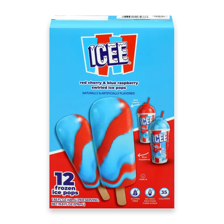 Swirled Red Cherry & Blue Raspberry Frozen Ice Pops