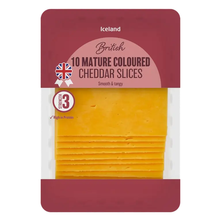 10 Mature Coloured Cheddar Slices 250g