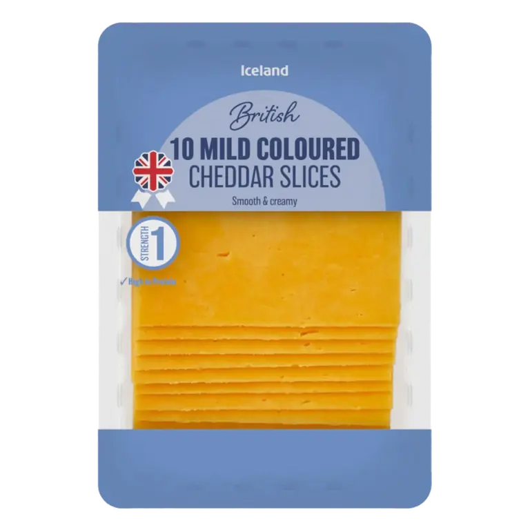 10 Mild Coloured Cheddar Slices 250g