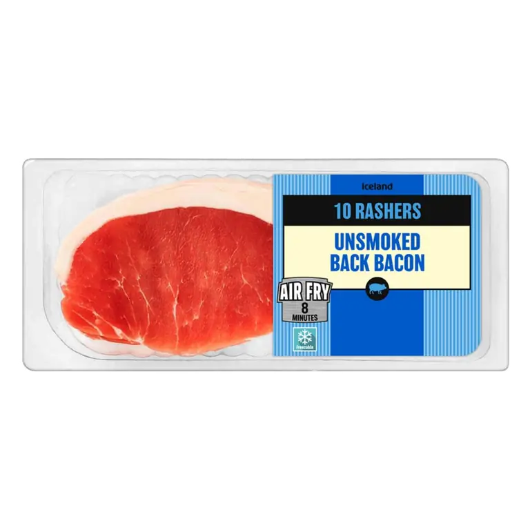 10 Rashers (Approx.) Unsmoked Back Bacon 300g