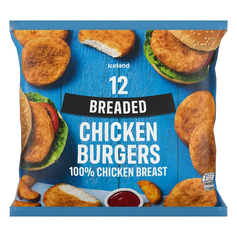 12 (Approx.) Breaded Chicken Burgers 660g
