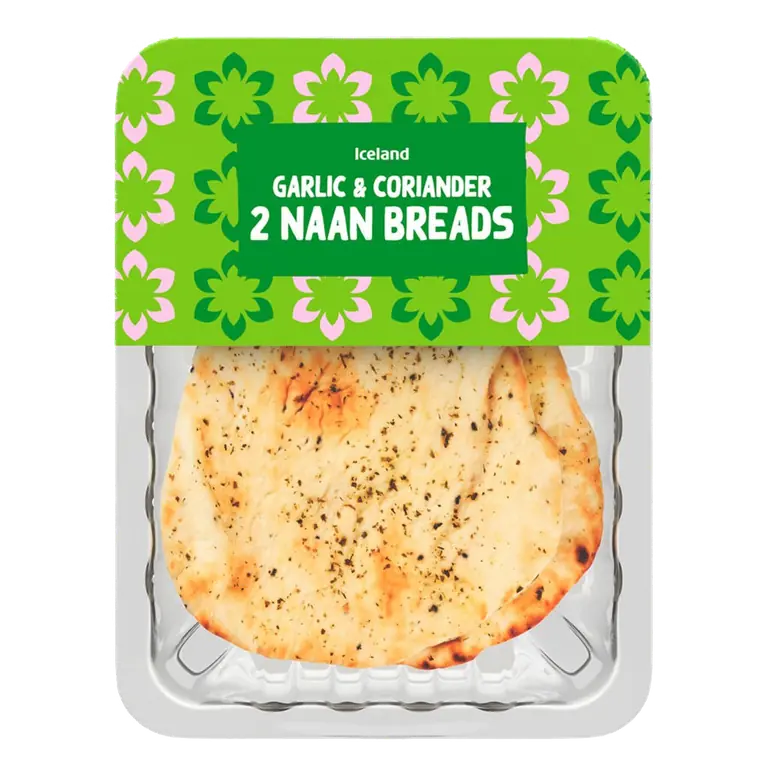 2 Garlic & Coriander Naan Breads 220g