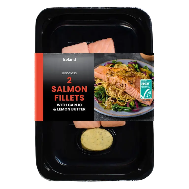 2 Salmon Fillets with Garlic & Lemon Butter 280g