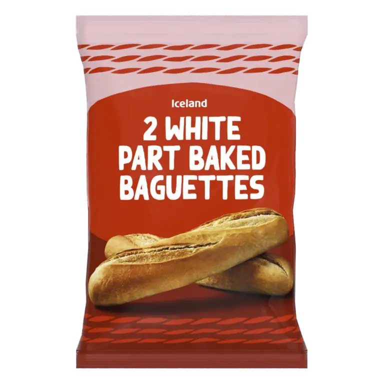 2 White Part Baked Baguettes 300g