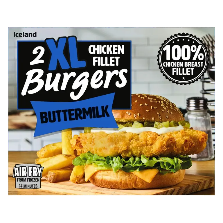 2 XL Buttermilk Chicken Fillet Burgers 400g