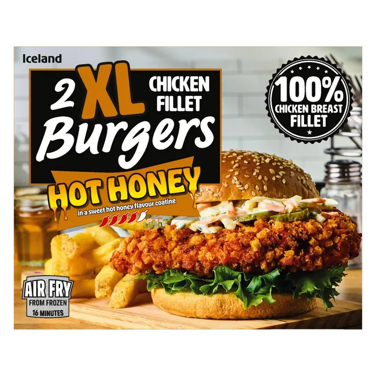 2 XL Chicken Fillet Burgers Hot Honey 400g